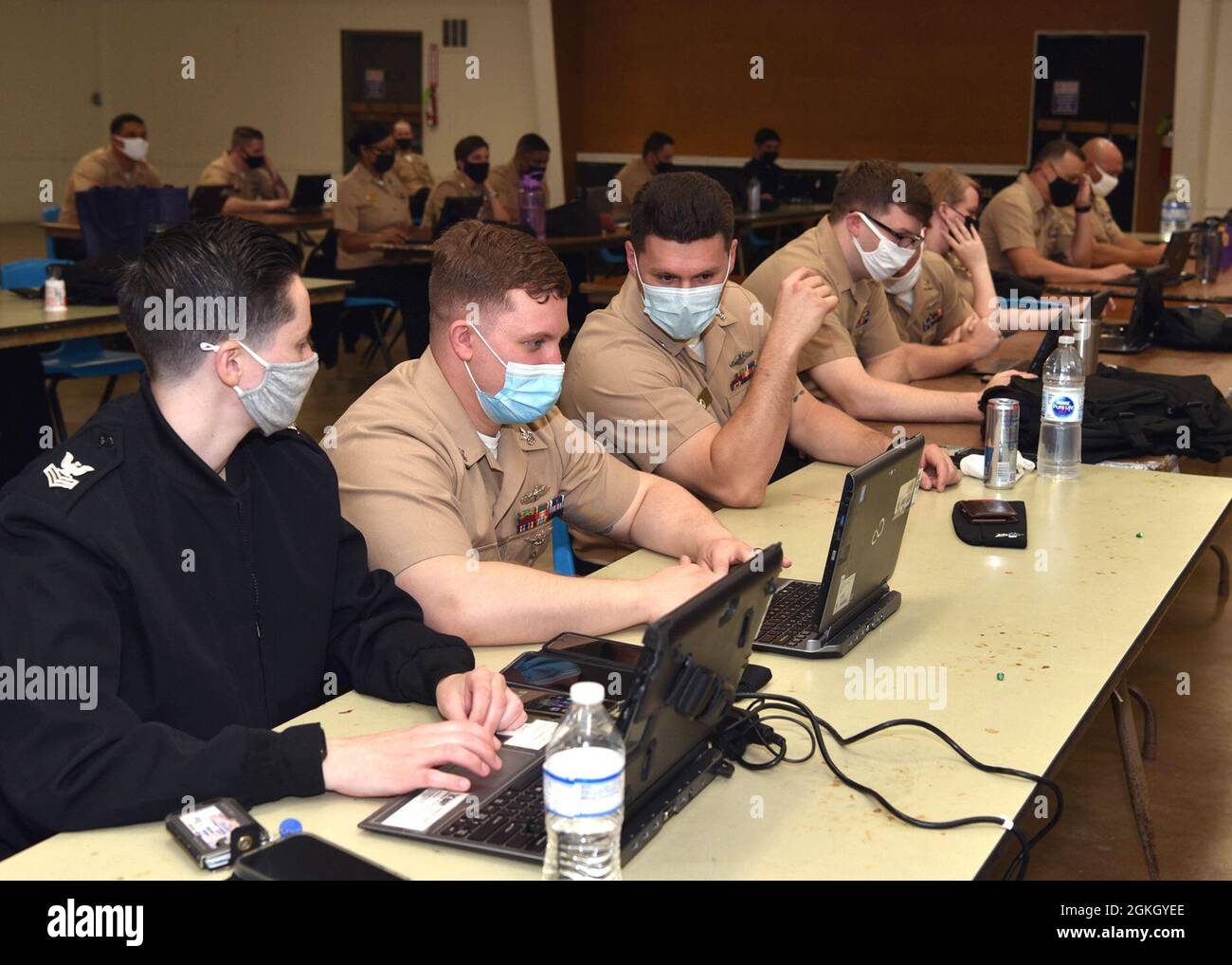 AUSTIN, Texas – (April 19, 2021) Sailors assigned to Talent Acquisition Onboarding Center (TAOC) Capital City attend Salesforce/Applicant Relationship Management training at Capital City VFW Post 8787.  “It’s important for recruiters to know the ins and outs of Sales Force,” said Cryptologic Technician (Networks) 1st Class Javiair Mattingly, Navy Recruiting Command’s (NRC) Salesforce/Applicant Relationship Management Arm (ARM) coordinator.  “NRC purchased the system to make our recruiters lives and jobs a lot easier.  It possesses all the processes needed for recruiter success.” Navy Talent Ac Stock Photo