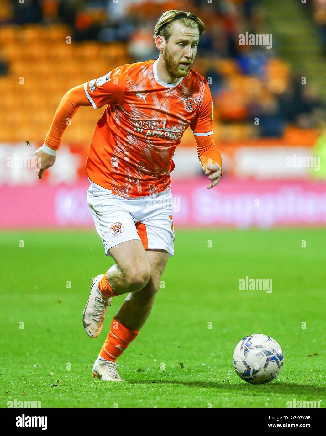 Blackpool, UK. 14th Sep, 2021. Blackpool forward Josh Bowler during the