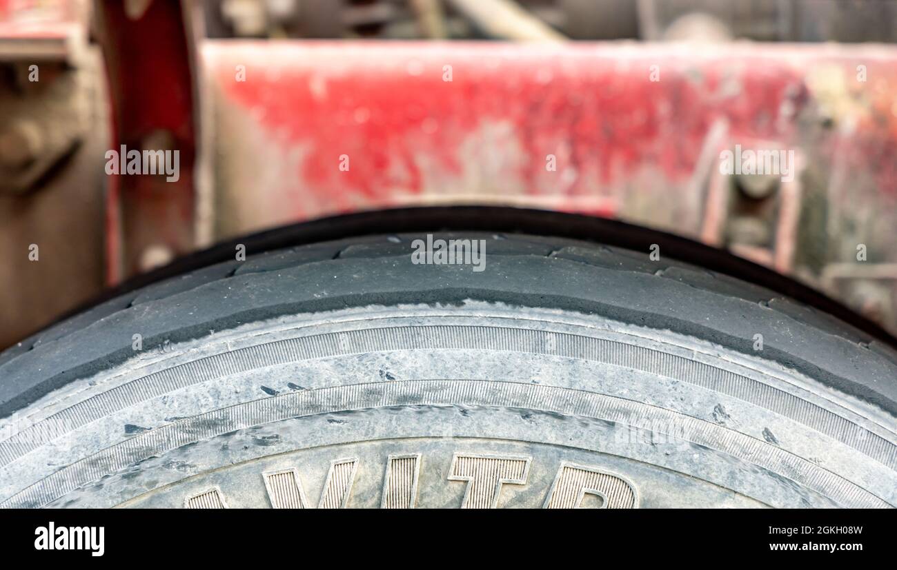Detail of a worn truck tire Stock Photo