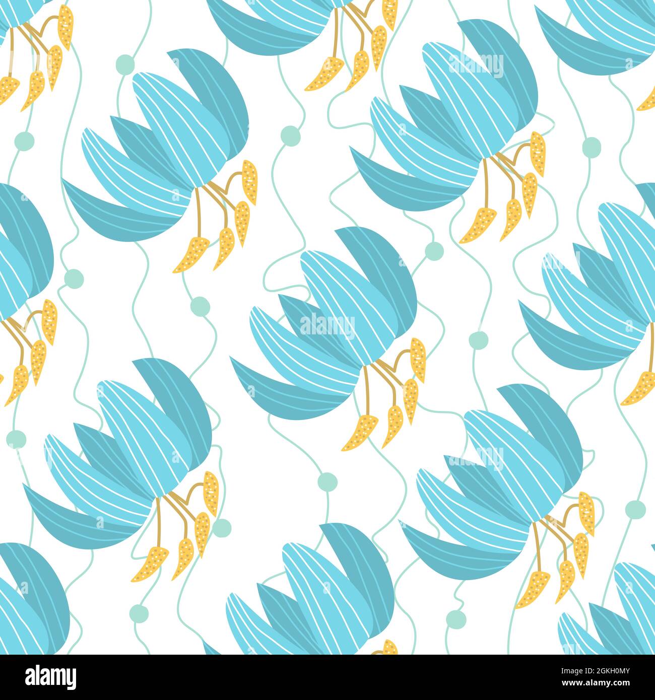 Seamless vector pattern with blue flowers on a white background. Floral ...
