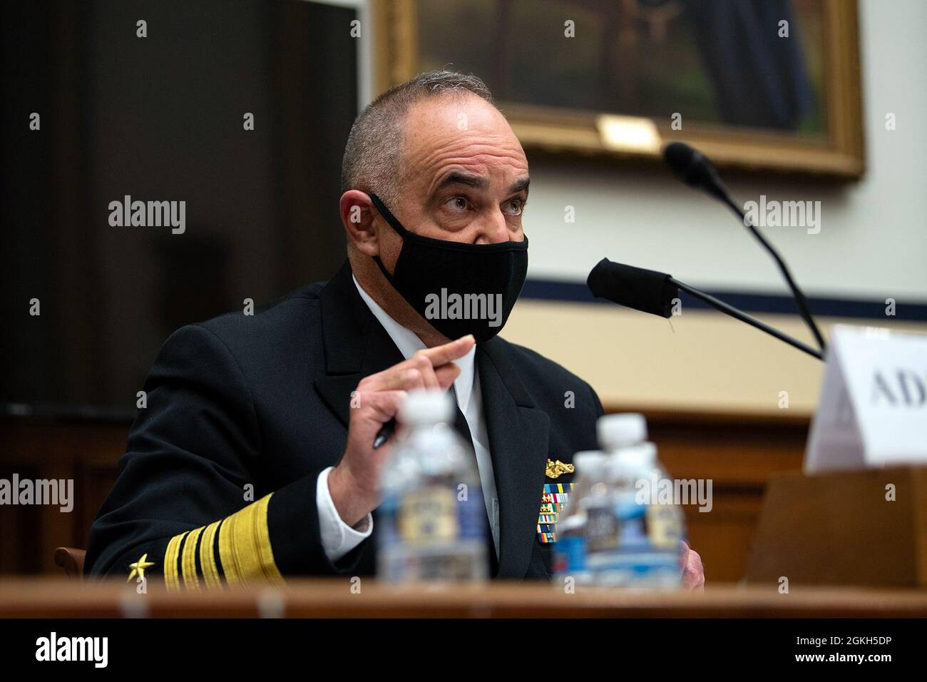 Adm. Charles ‘Chas’ A. Richard, commander U.S. Strategic Command, gives an opening statement to the House Armed Services Committee, in Washington, D.C. April 21, 2021. Stock Photo
