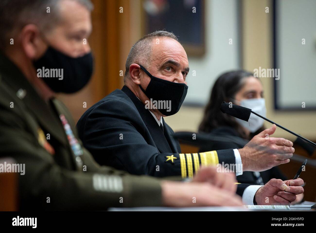 Adm. Charles ‘Chas’ A. Richard, commander U.S. Strategic Command,testifies before the House Armed Services Committee, in Washington, D.C. April 21, 2021. Stock Photo
