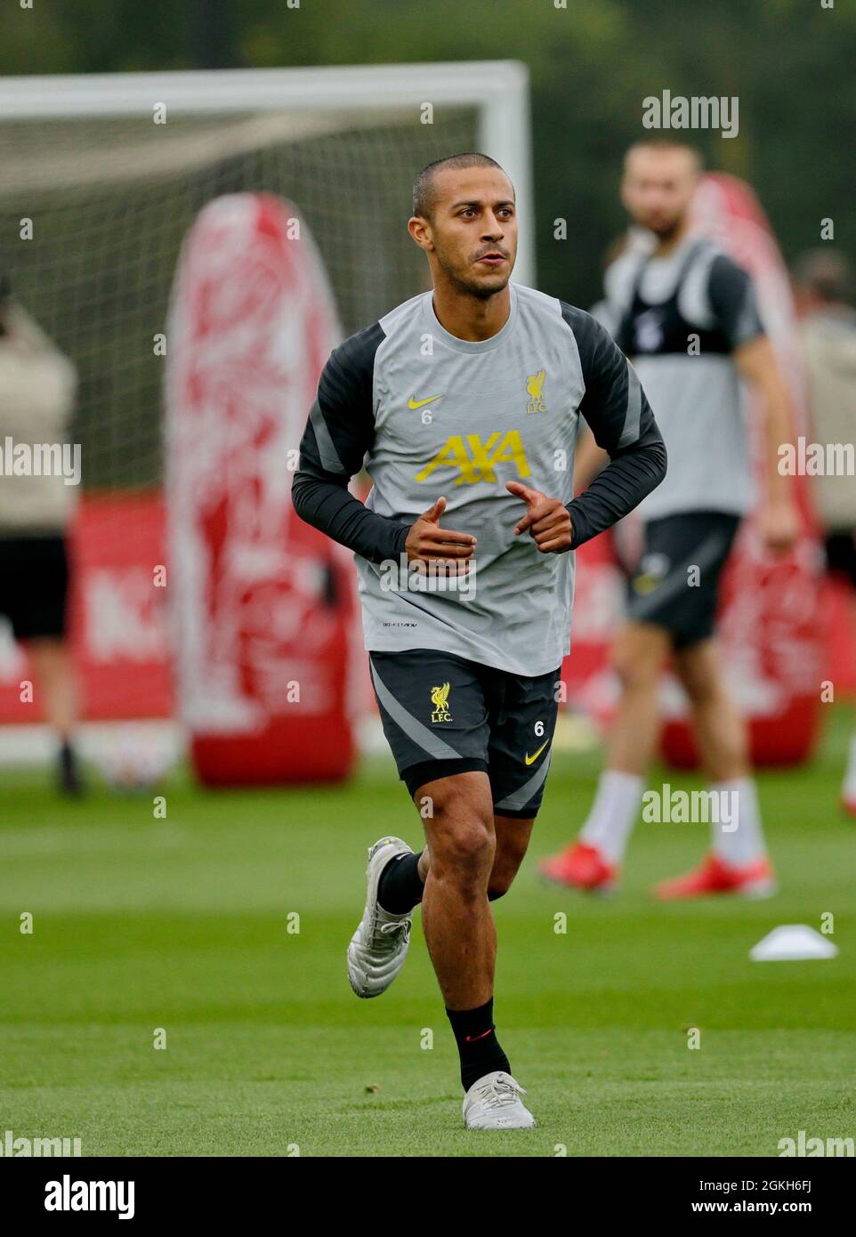 Kirkby, Knowsley, Merseyside, England, 14th September 2021: The Academy, KirkbyKnowsley, Merseyside, England: Liverpool FC training ahead of Champions League game versus AC Milan on 15th September:  Thiago Alcantara during this afternoon's open training session Stock Photo