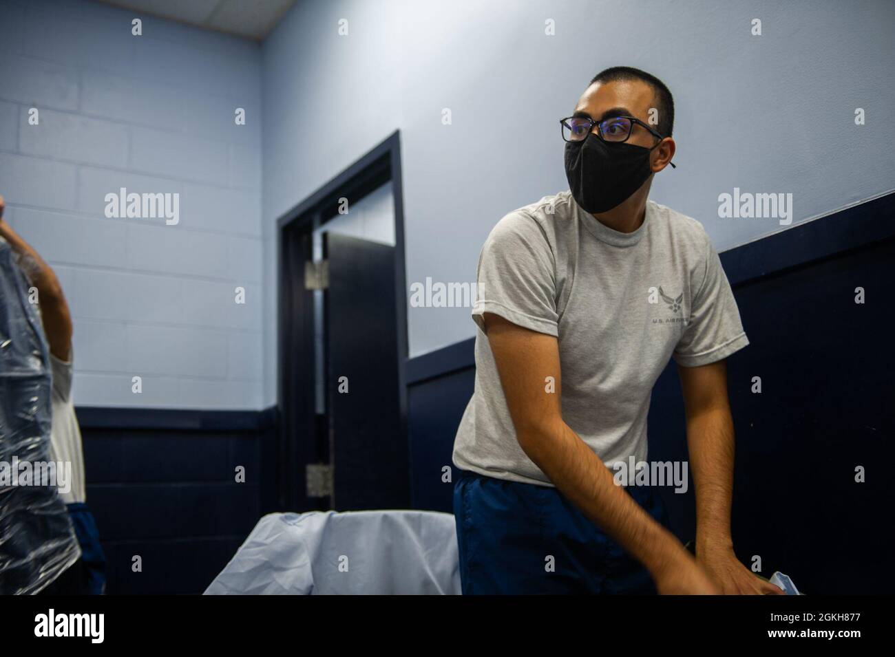 U.S. Air Force basic military training trainees receive their initial