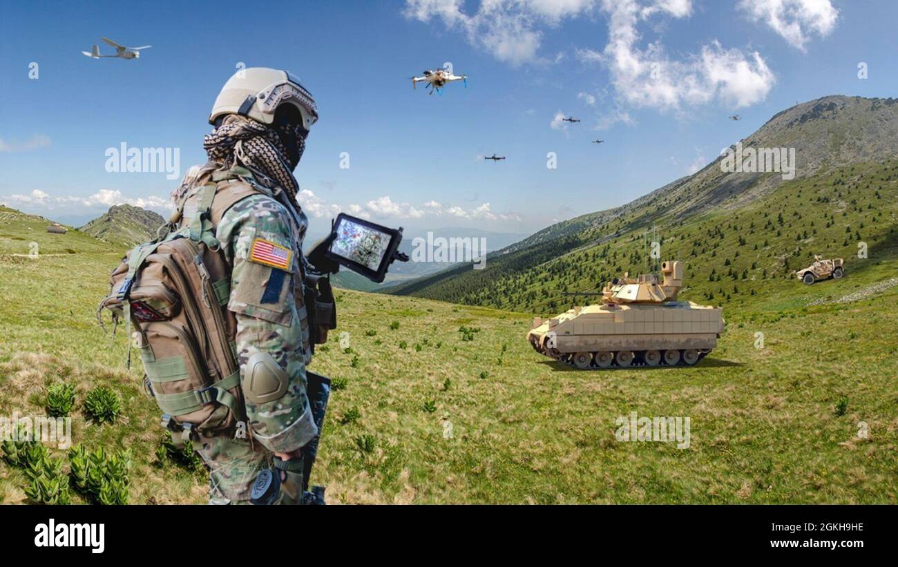 Army researchers publish a paper suggesting how future Soldiers will communicate in complex and autonomous environments. Stock Photo
