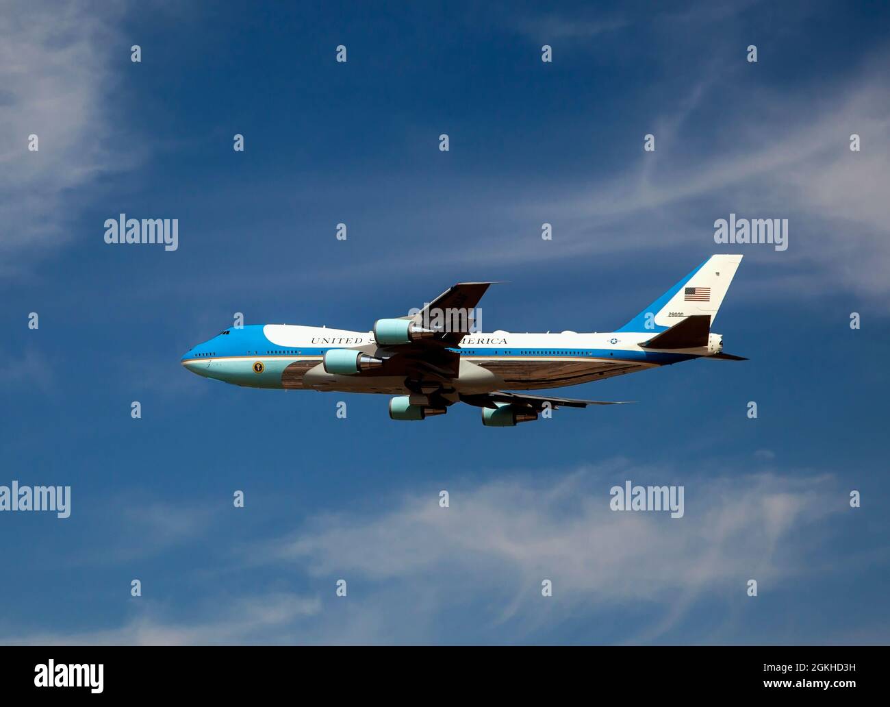 US Air Force One during departure, 2021. Stock Photo