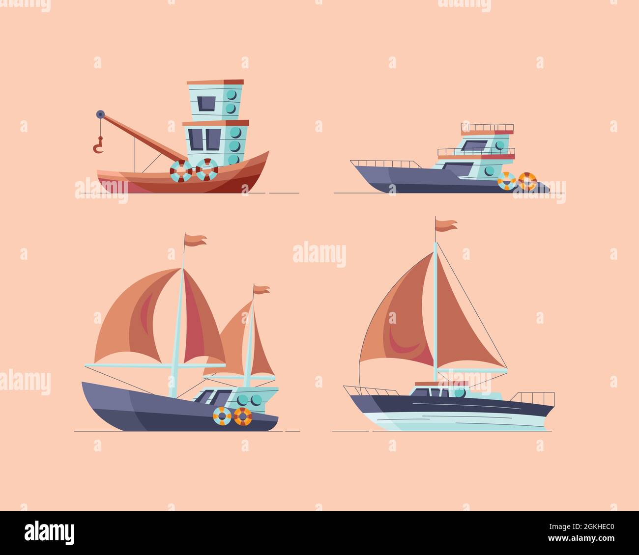 Boats on ships Stock Vector Images - Alamy