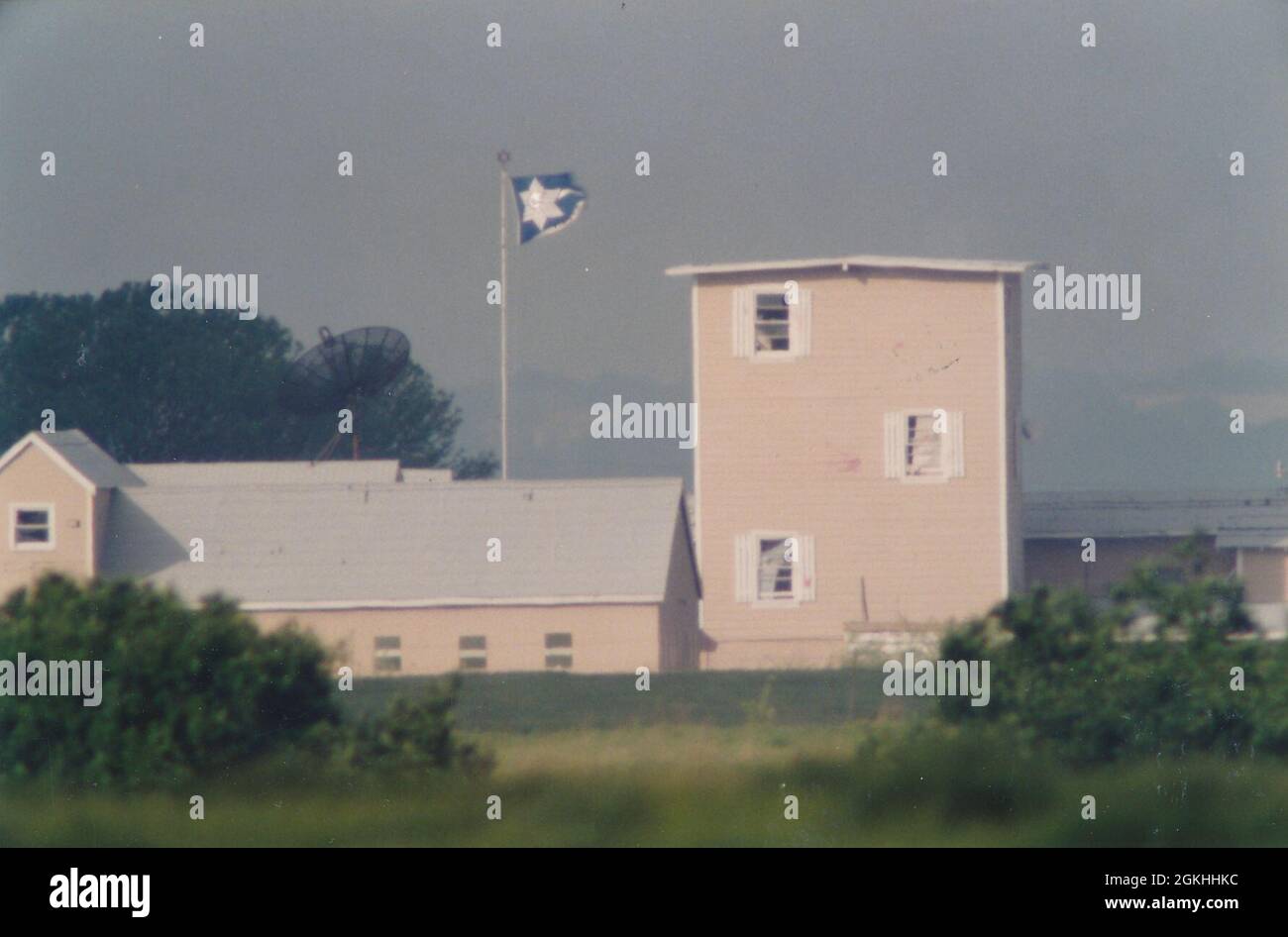 ©1993  Aftermath of the fire at the Branch Davidian compound in Waco, Texas on April 19, 1993 that killed over 75 people, including two dozen children. Stock Photo