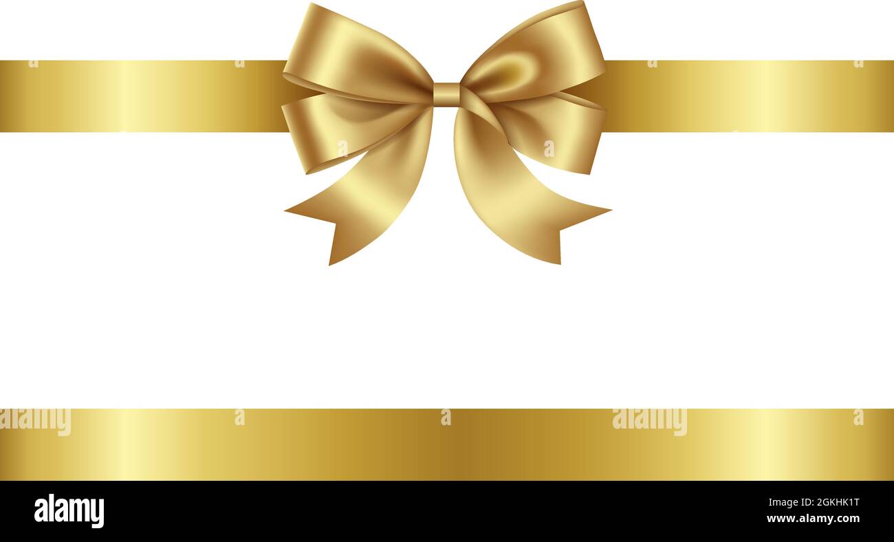 Gold bow and ribbon vector. bow with ribbon for christmas and birthday decorations Stock Vector