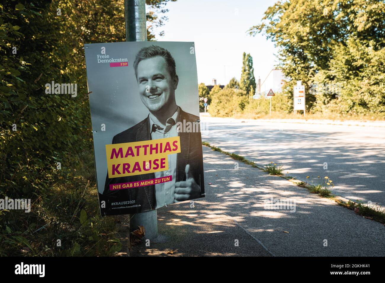 Election Poster For The Federal Election In Germany 2021 Of The FDP Freie Demokratische Partei With Matthias Krause On The Poster Stock Photo