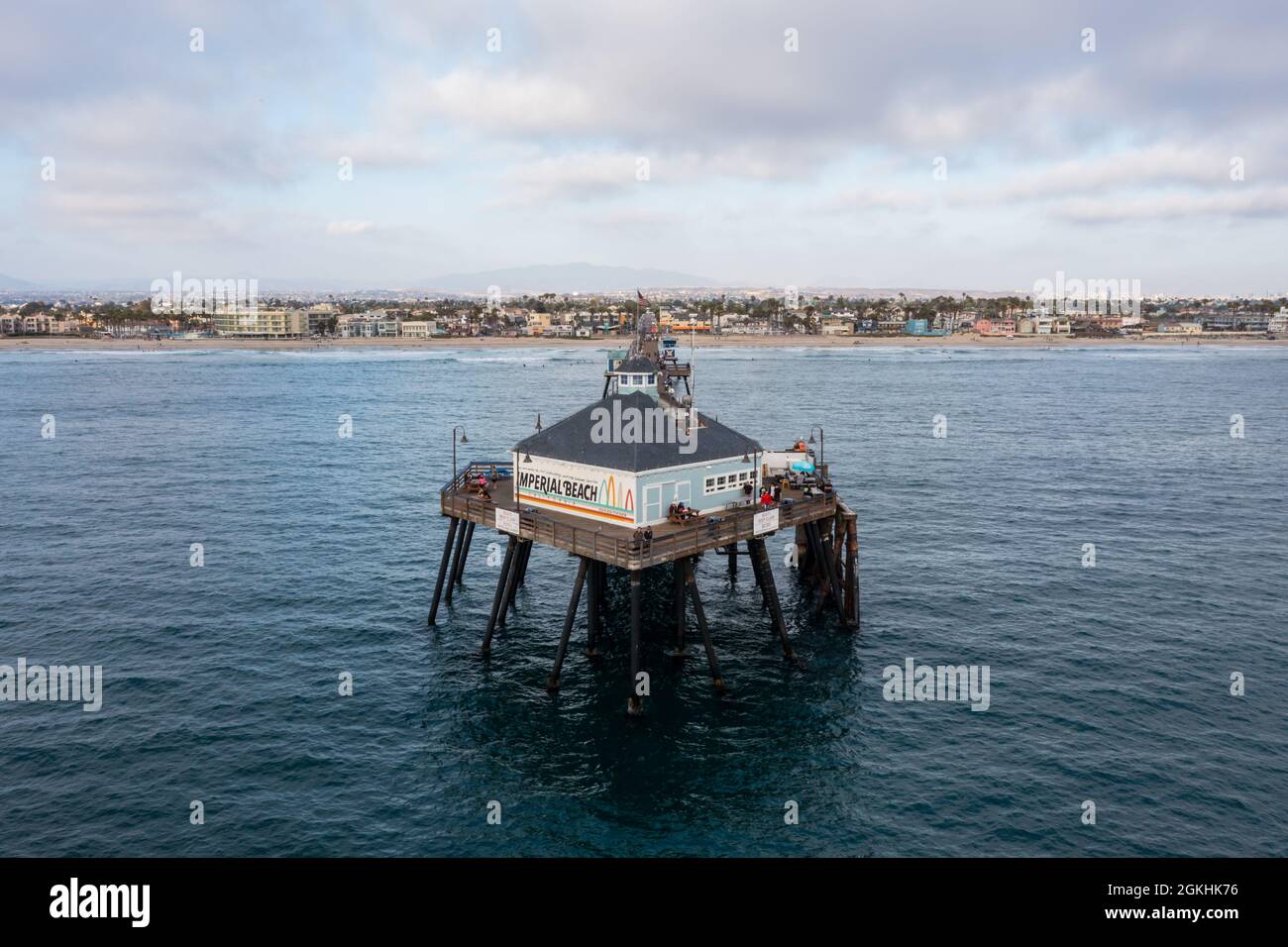 Imperial Beach Pier and Tin Fish Restaurant, San Diego California Stock