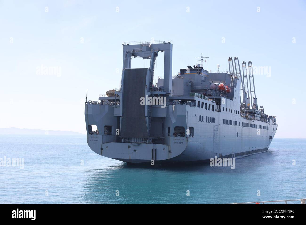 The USNS Bob Hope arrived just off the coast of Durres, Albania, April ...