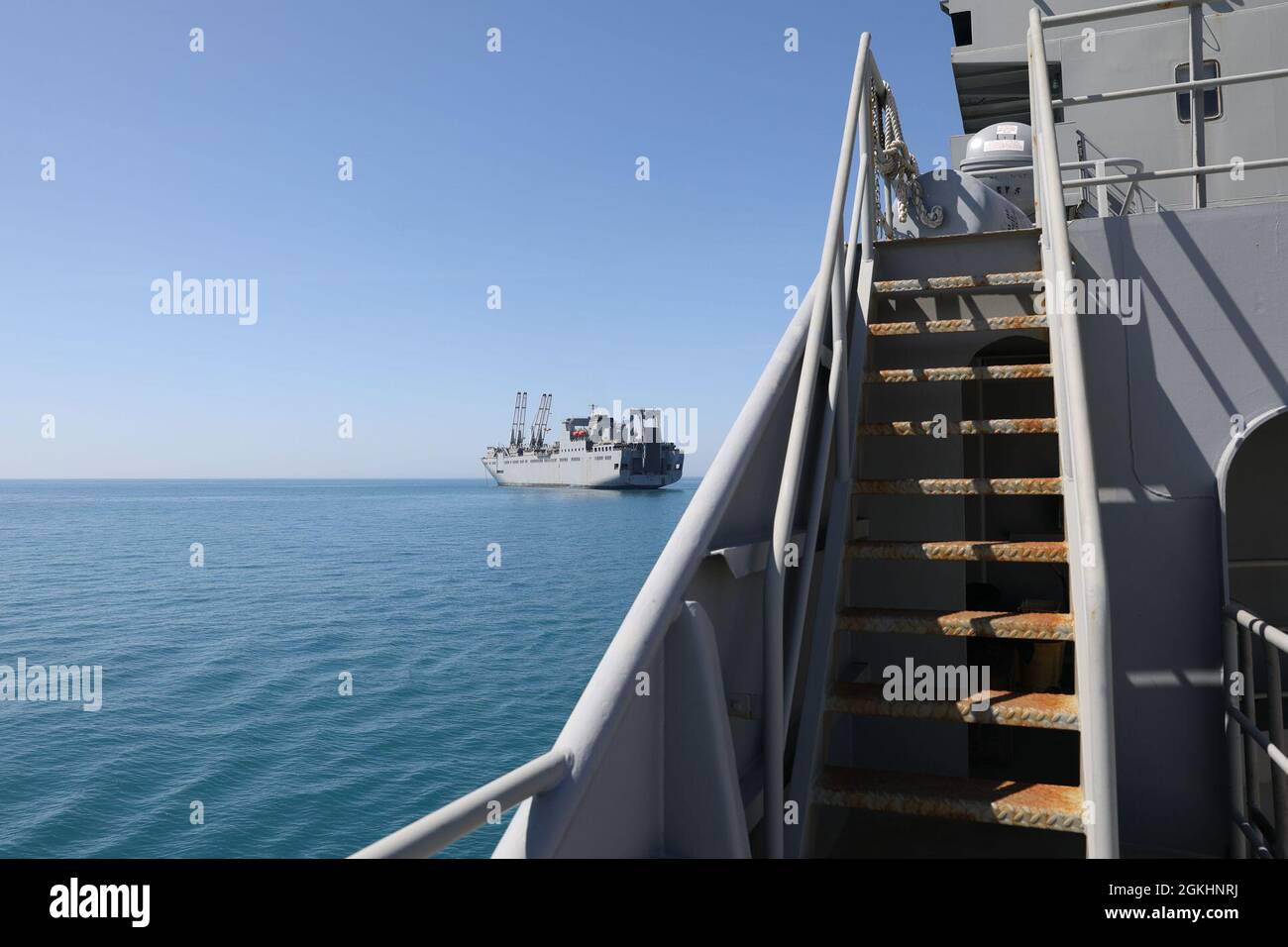 The USNS Bob Hope seen from the deck of the U.S. Army Logistics Support ...