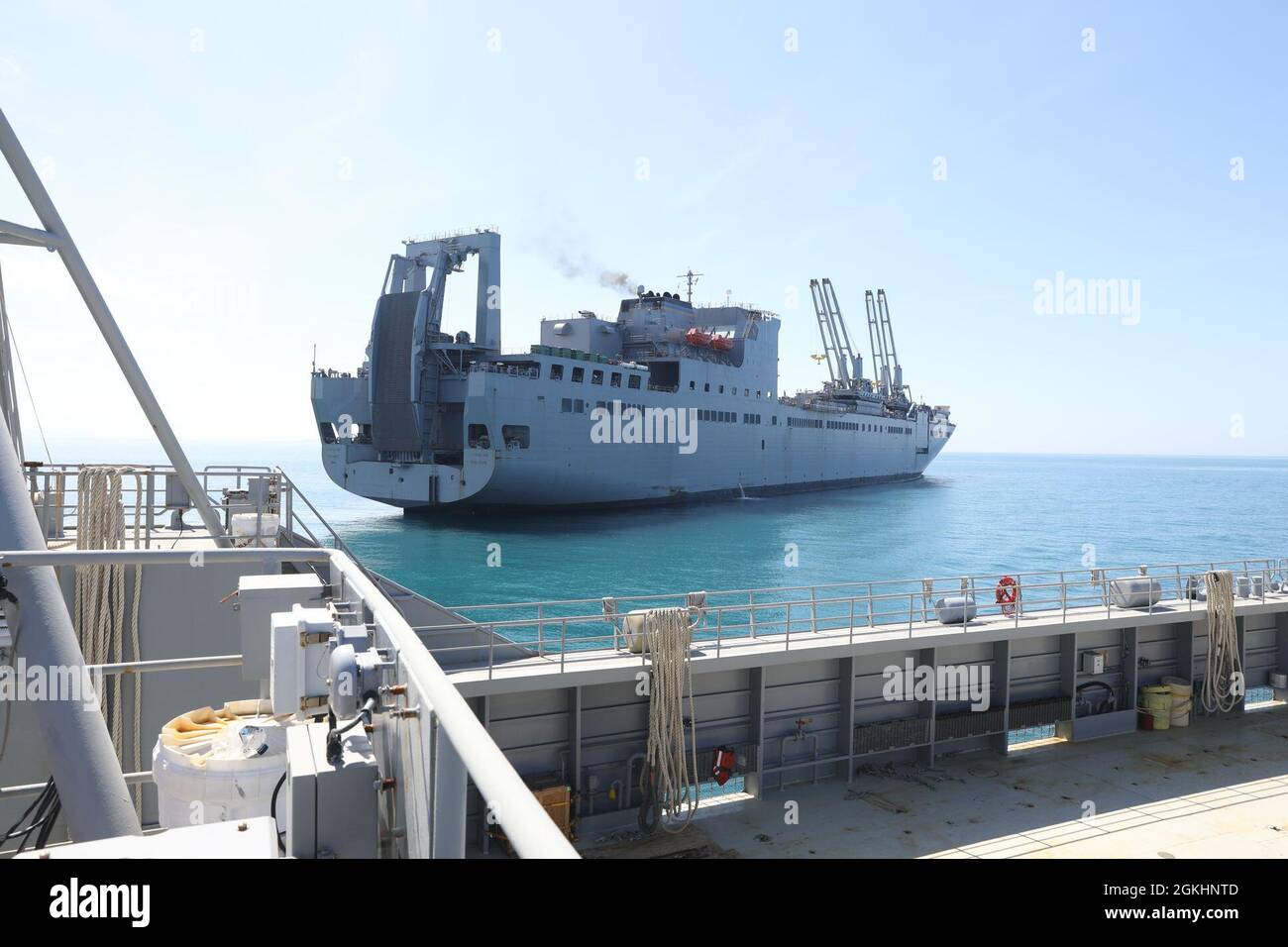 The USNS Bob Hope seen from the deck of the U.S. Army Logistics Support ...