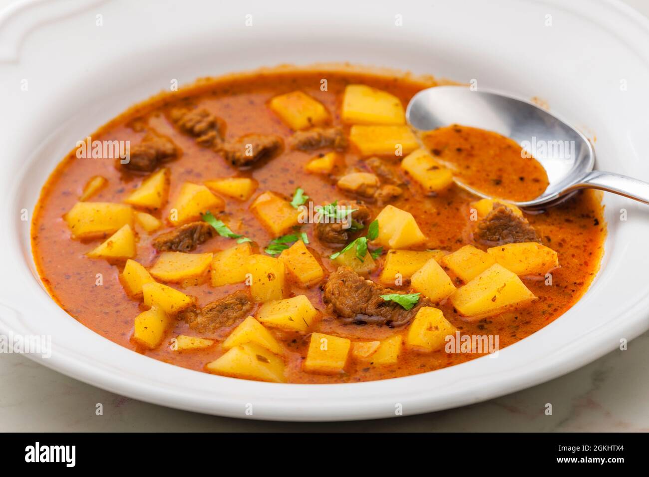 beef goulash soup with potatoes Stock Photo Alamy