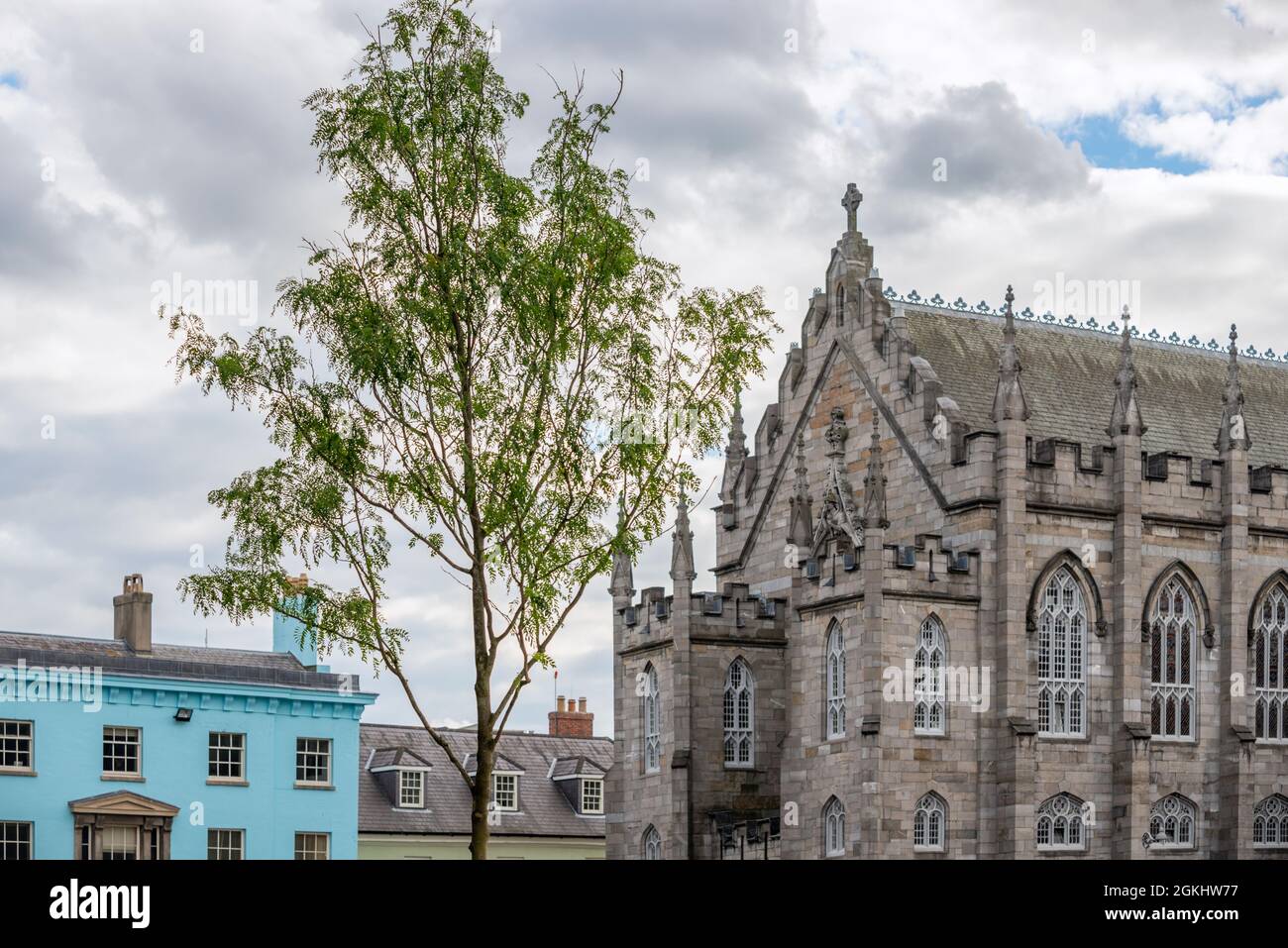 Irish neo-Gothic architecture in central Dublin on a cloudy day in late summer Stock Photo