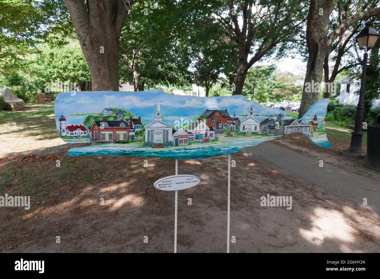 Art in the Park, an annual outdoor exhibition auction in Chatham, Massachusetts sponsored by the Chamber of Commerce & Merchants Association. Stock Photo