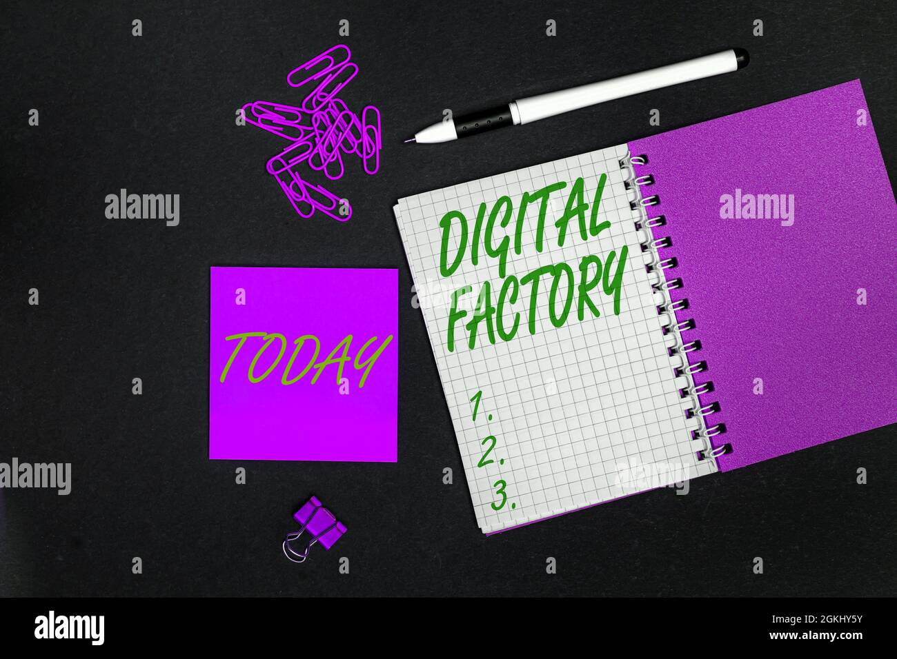 Text showing inspiration Digital Factory. Business showcase uses ...