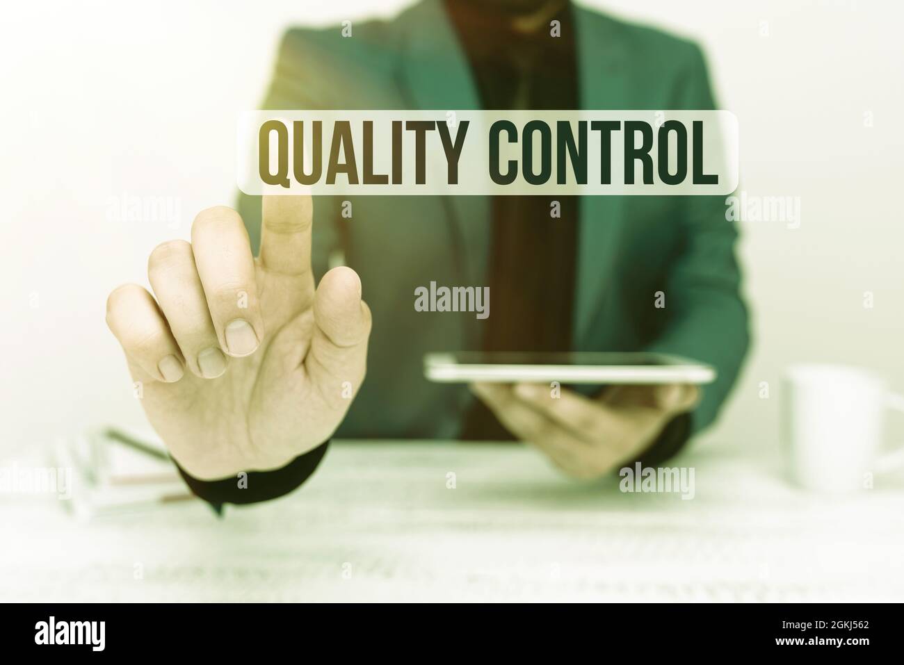 Writing displaying text Quality Control. Word Written on a system of