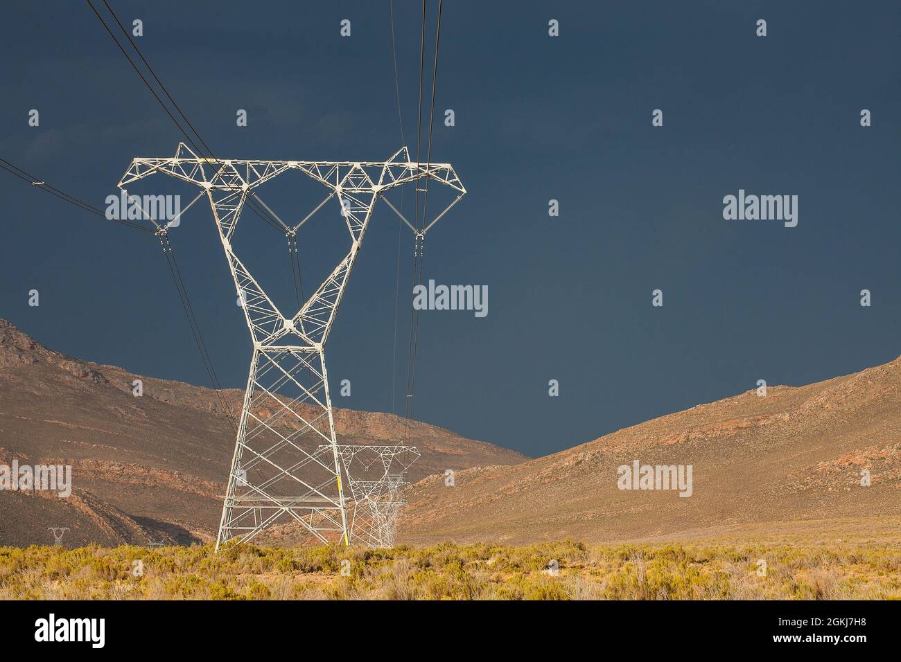 Large high voltage power line in South Africa Stock Photo Alamy