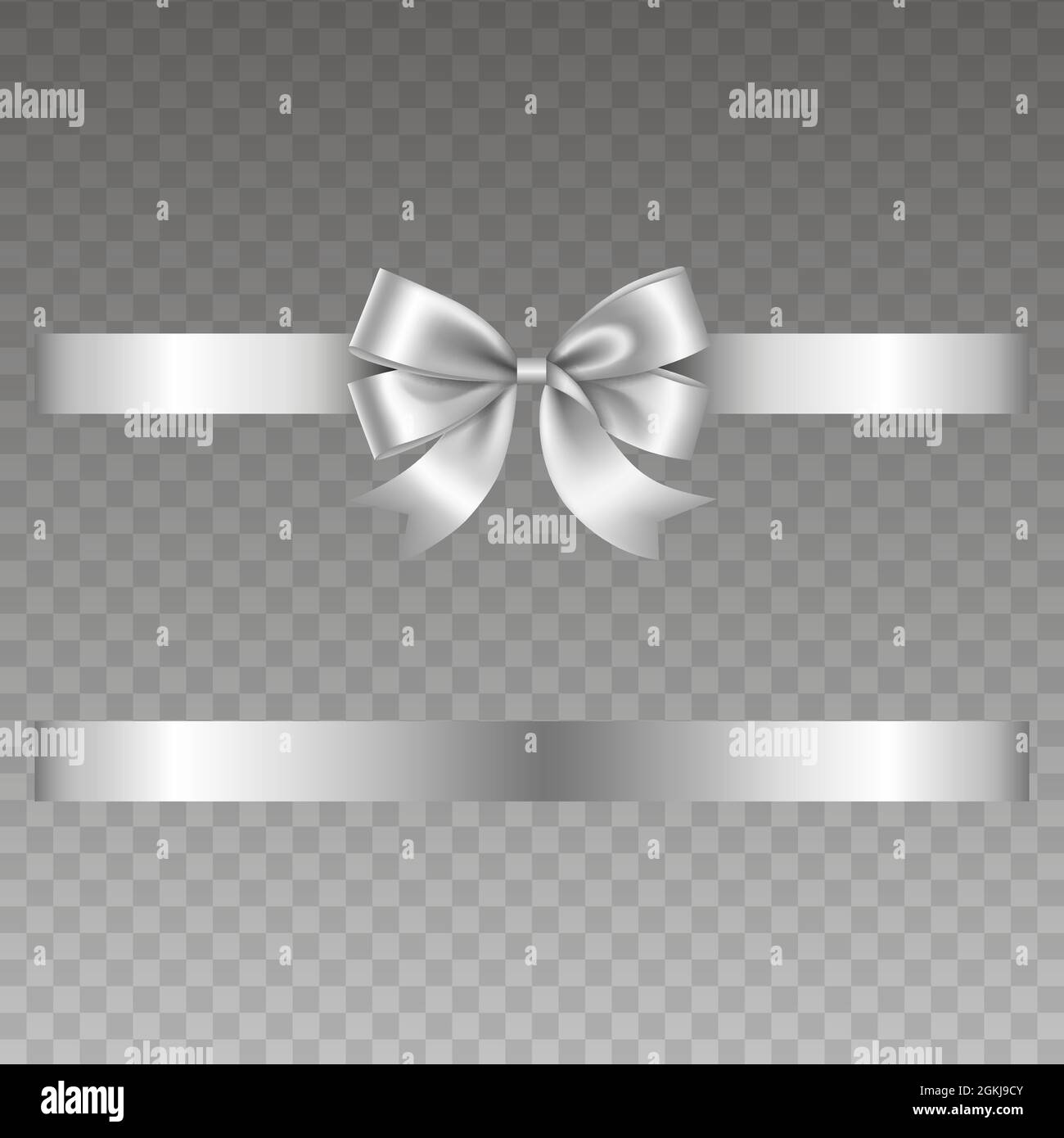 Silver bow and ribbon vector. bow with ribbon for christmas and