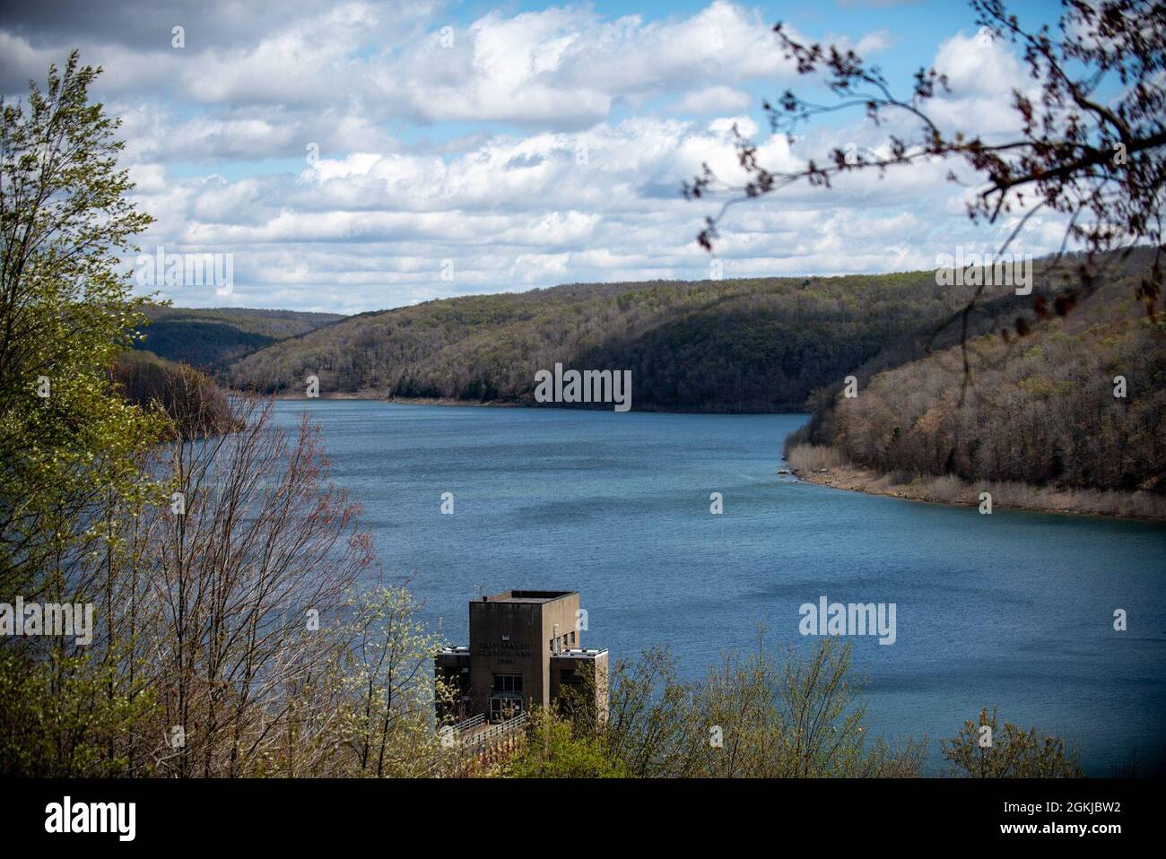 A view of East Branch Clarion River Lake from an overlook in Wilcox
