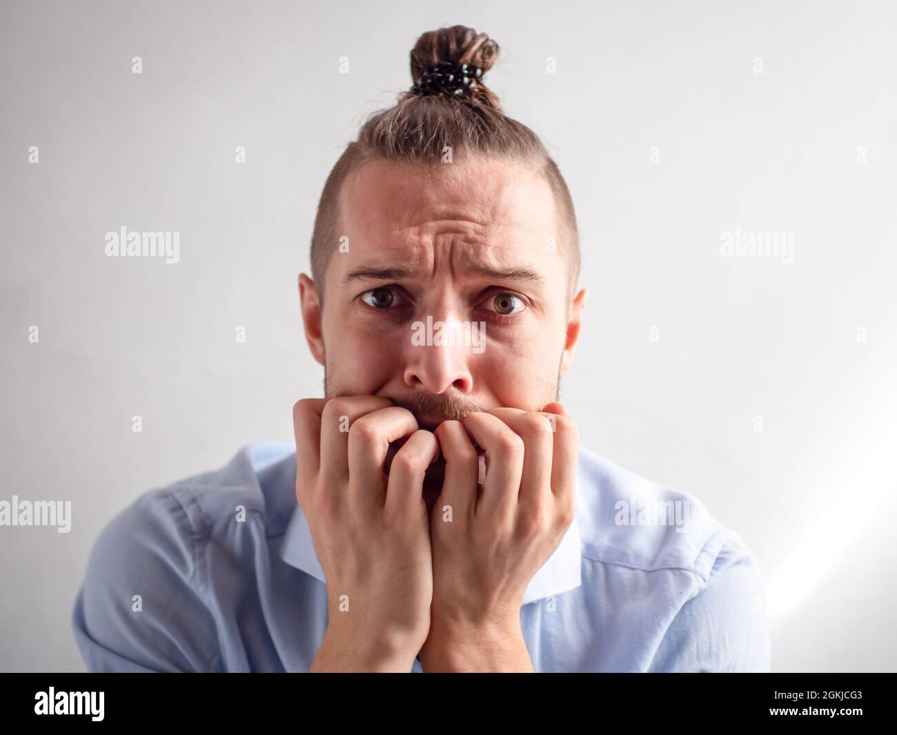 White Young Man Looks Sad, Stressed and Depressed Stock Photo