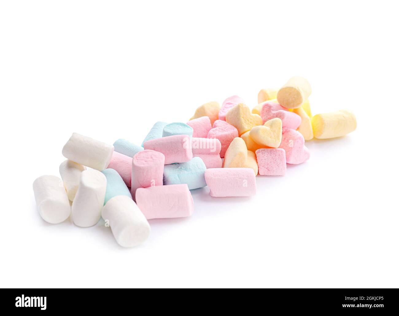 Heap of colorful marshmallows on white background Stock Photo - Alamy