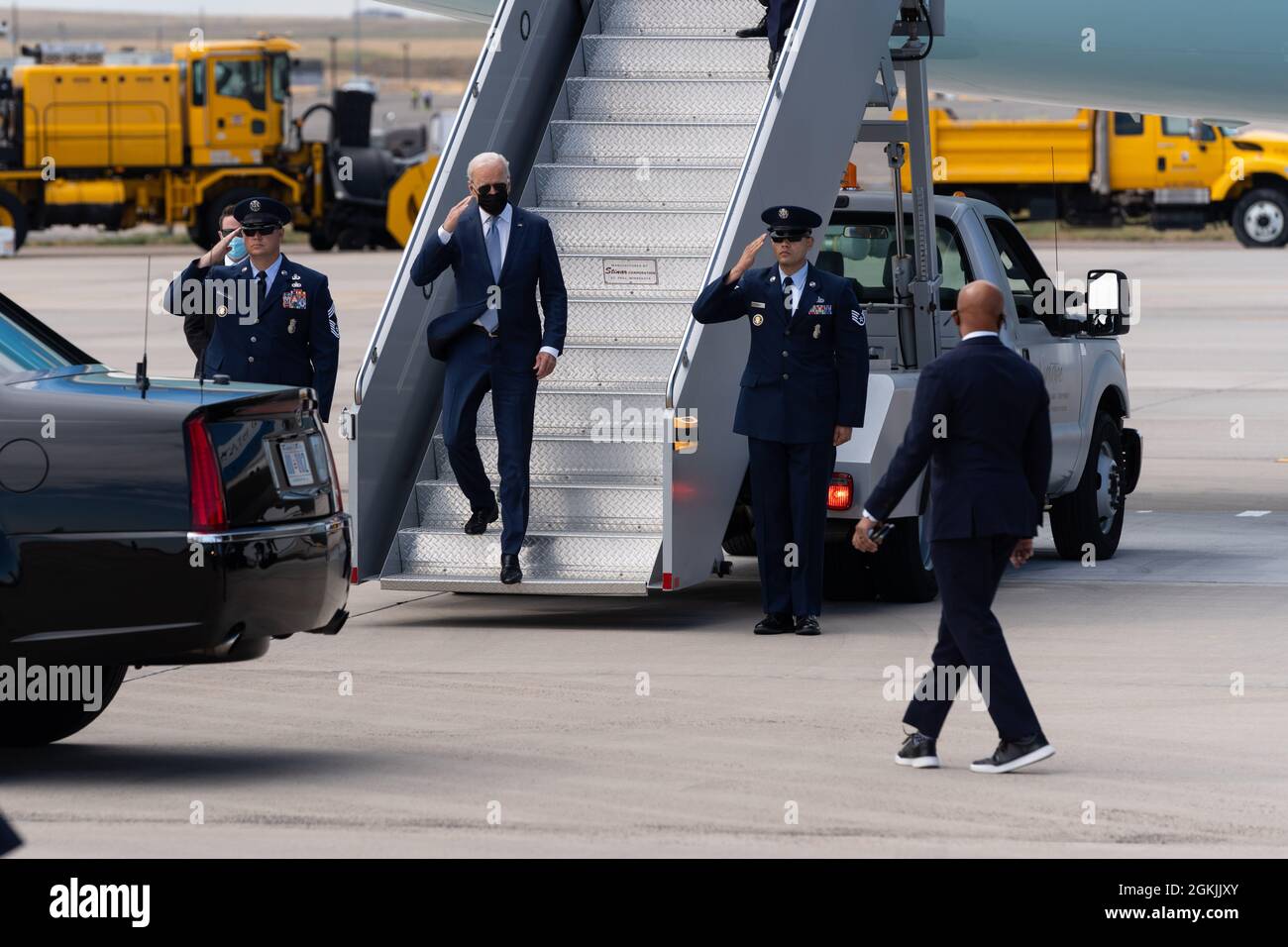 Denver, United States. 14th Sep, 2021. President Joe Biden salutes his