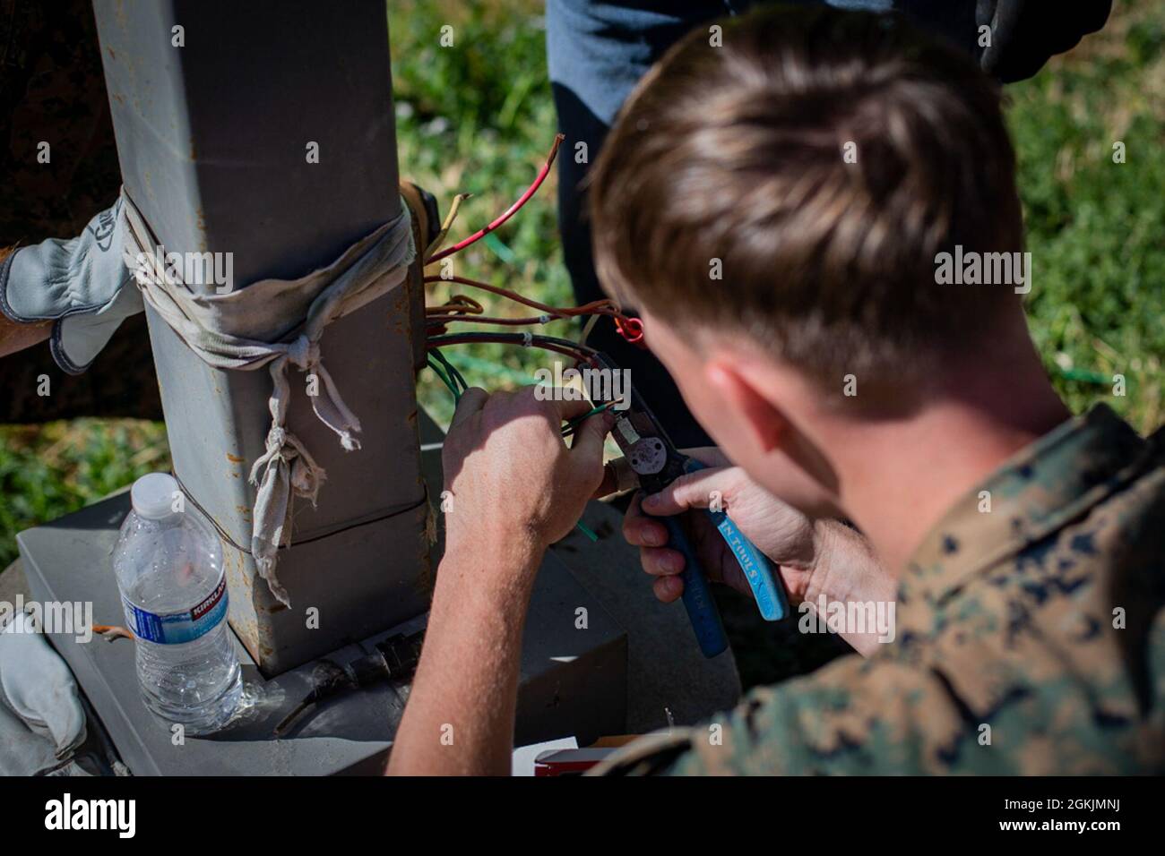 U.S. Marine Corps Lance Cpl. Jacob L. Smith, an electrician with Task