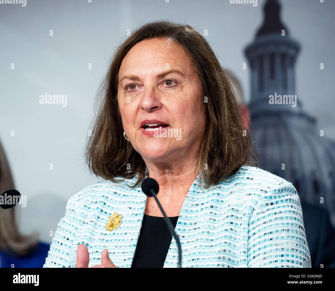 Washington, United States. 14th Sep, 2021. U.S. Senator Deb Fischer (R-NE) speaks at a press conference where Republican members of the Senate Armed Services Committee talked about the withdrawal from Afghanistan. Credit: SOPA Images Limited/Alamy Live News Stock Photo