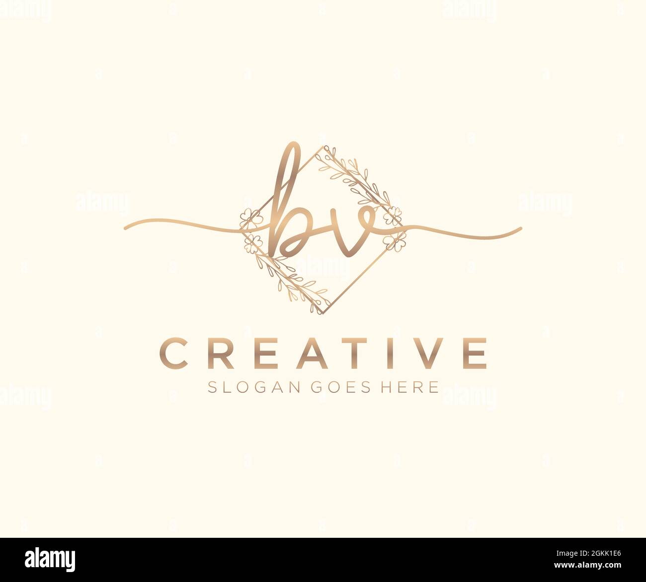 BV Feminine logo beauty monogram and elegant logo design, handwriting ...