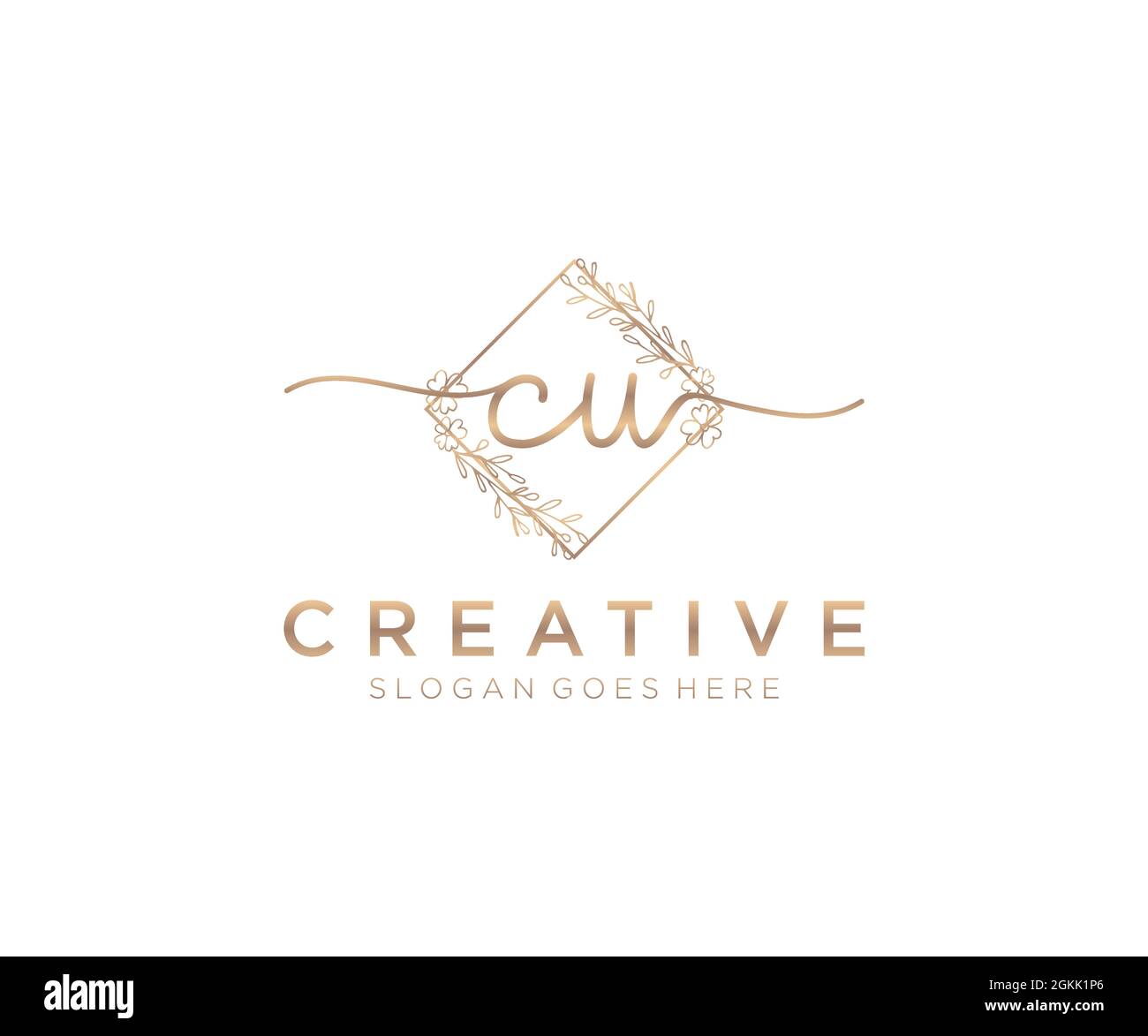 CU Feminine logo beauty monogram and elegant logo design, handwriting ...