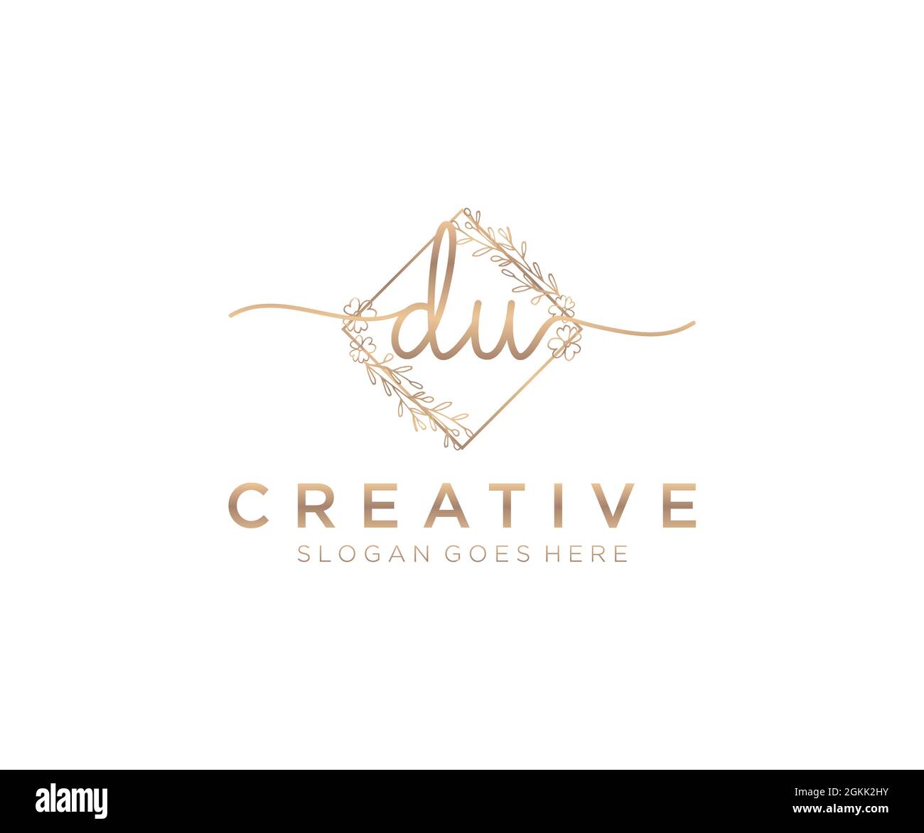 DU Feminine logo beauty monogram and elegant logo design, handwriting ...