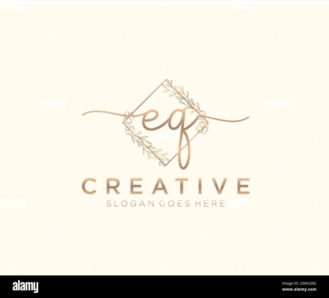 EQ Feminine logo beauty monogram and elegant logo design, handwriting ...