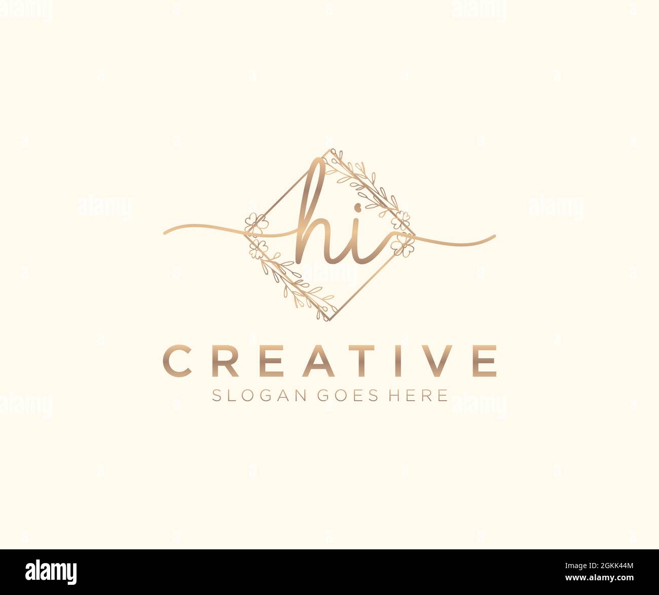 HI Feminine logo beauty monogram and elegant logo design, handwriting ...