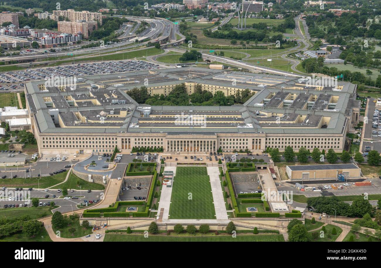 An aerial view of the Pentagon, Washington, D.C., May 11, 2021. Stock Photo