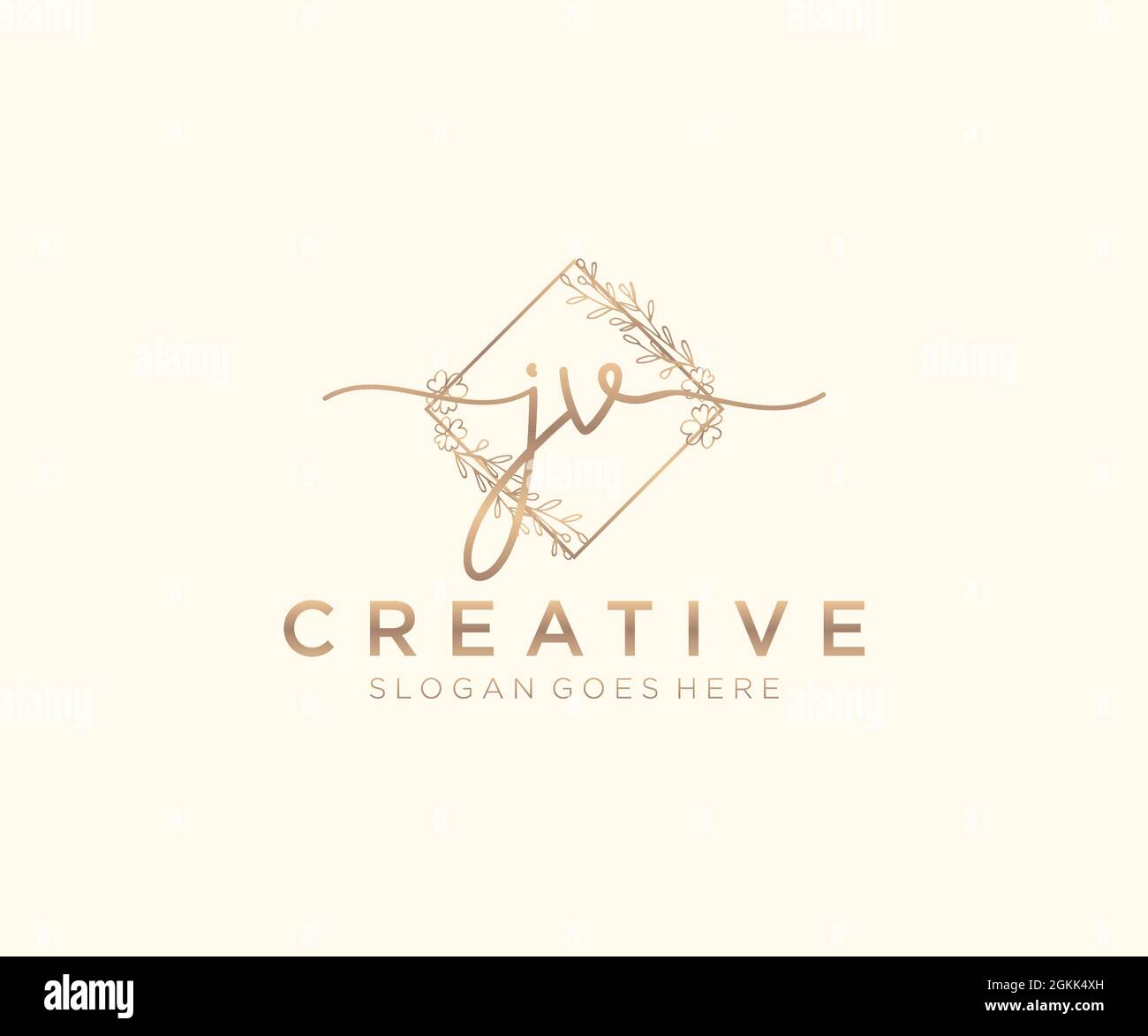 JV Feminine logo beauty monogram and elegant logo design, handwriting ...