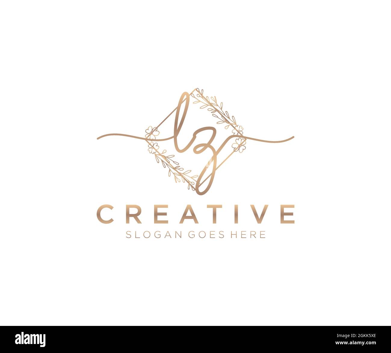 LZ Feminine logo beauty monogram and elegant logo design, handwriting logo of initial signature, wedding, fashion, floral and botanical with creative Stock Vector