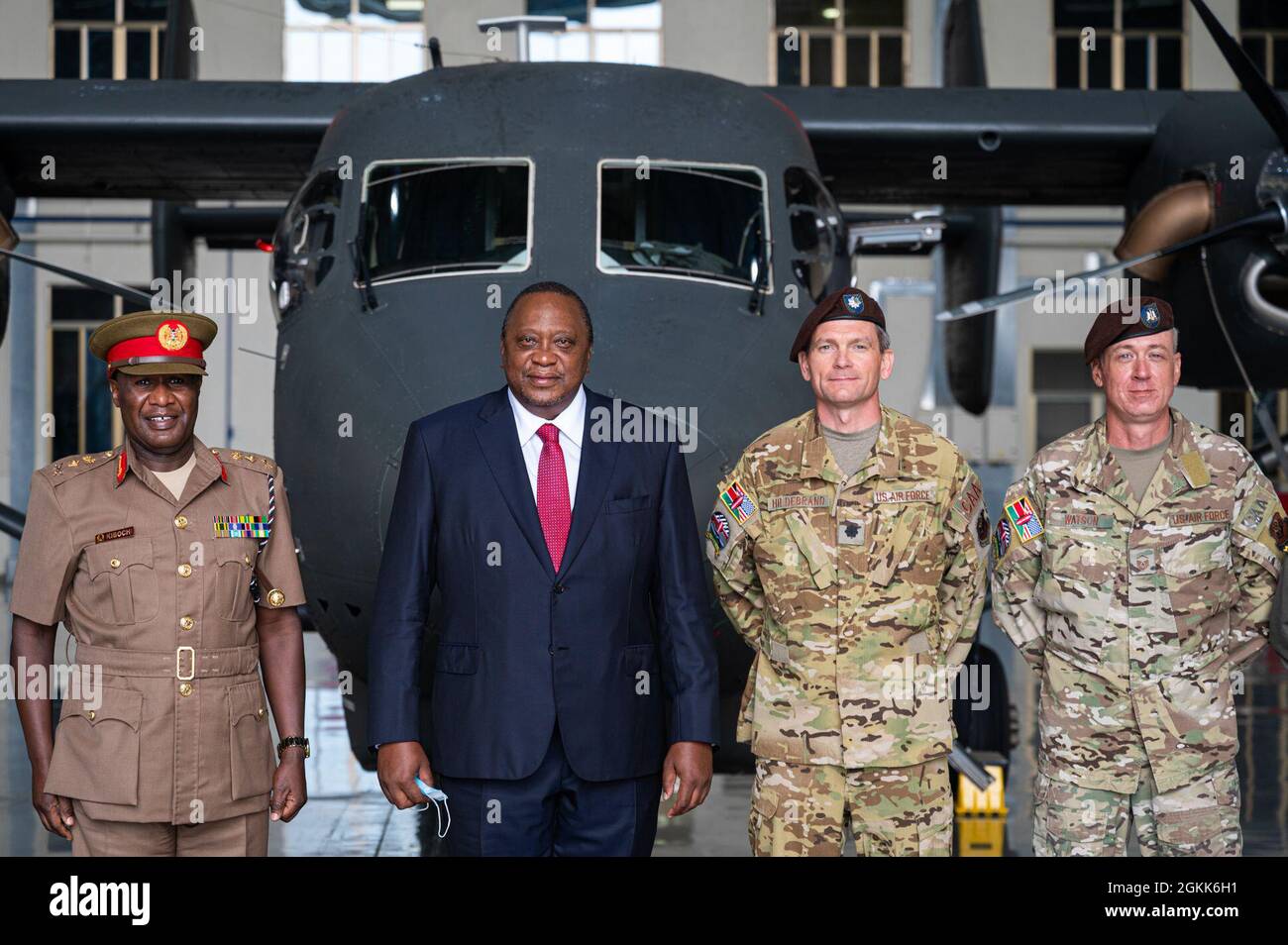 U.S. Air Force combat aviation advisors assigned to Air Force Special  Operations Command CAA Team OAD 7 EK11, showcase Kenya's newly acquired  C-145 Skytruck to President Uhuru Kenyatta and Kenyan officials in