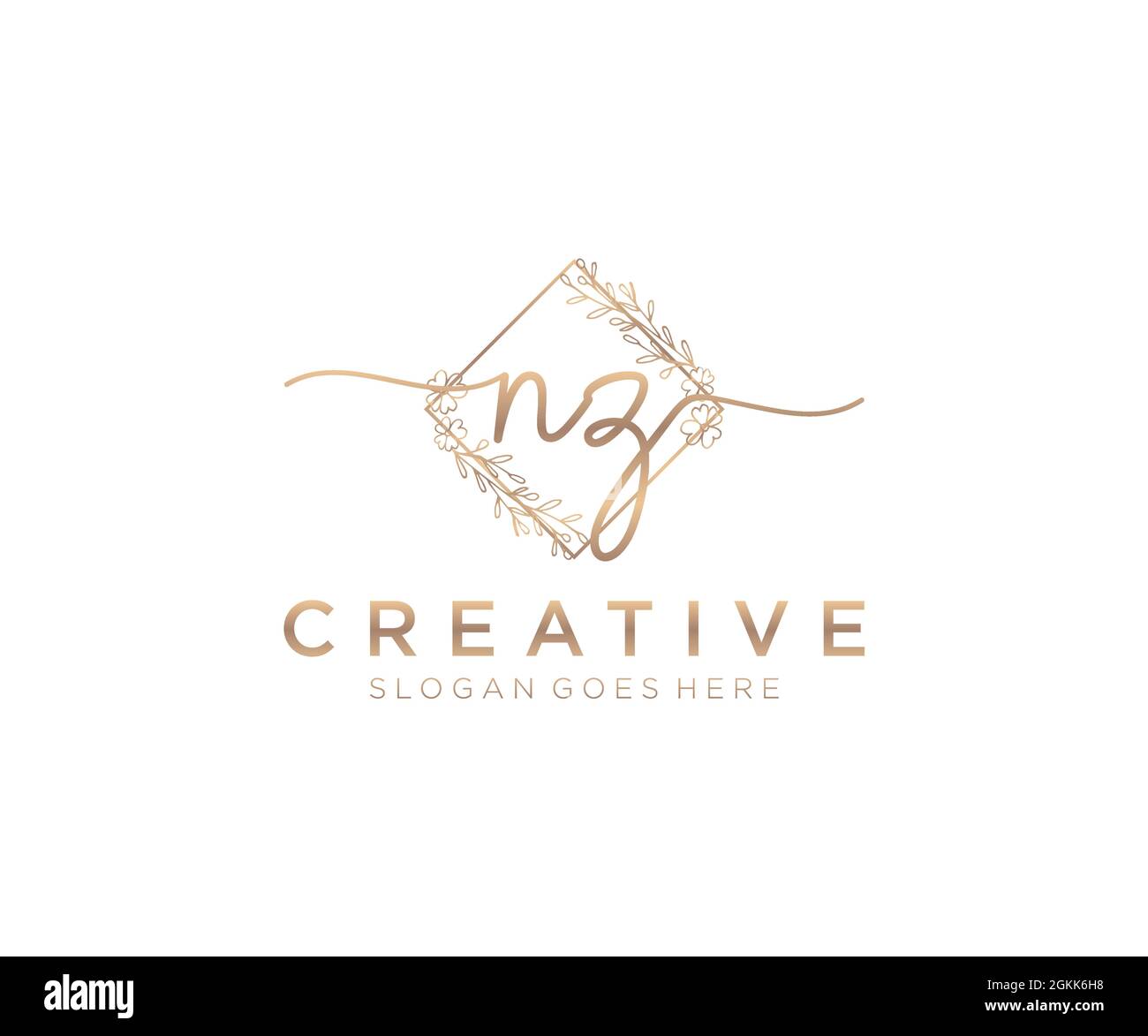 NZ Feminine logo beauty monogram and elegant logo design, handwriting ...