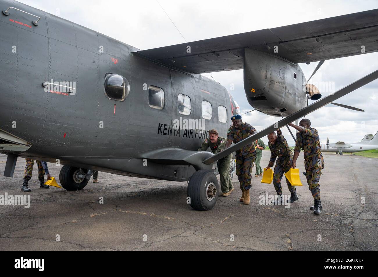 U.S. Air Force combat aviation advisors assigned to Air Force Special  Operations Command CAA Team OAD 7 EK11, and Kenyan Air Force aircrews and  Rapid Response Units conduct personnel recovery training on