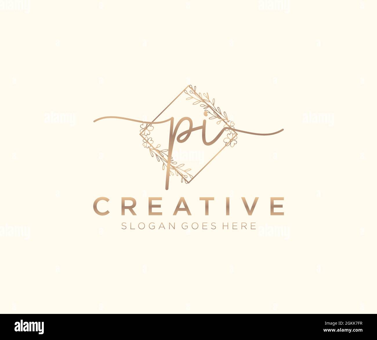 PI Feminine logo beauty monogram and elegant logo design, handwriting ...
