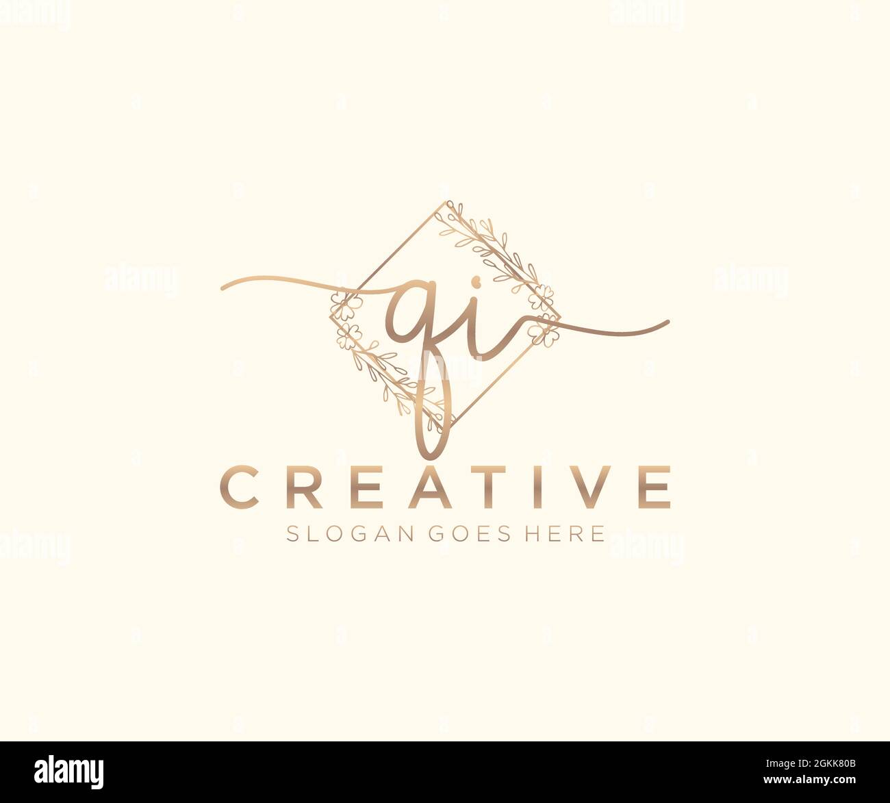QI Feminine logo beauty monogram and elegant logo design, handwriting ...