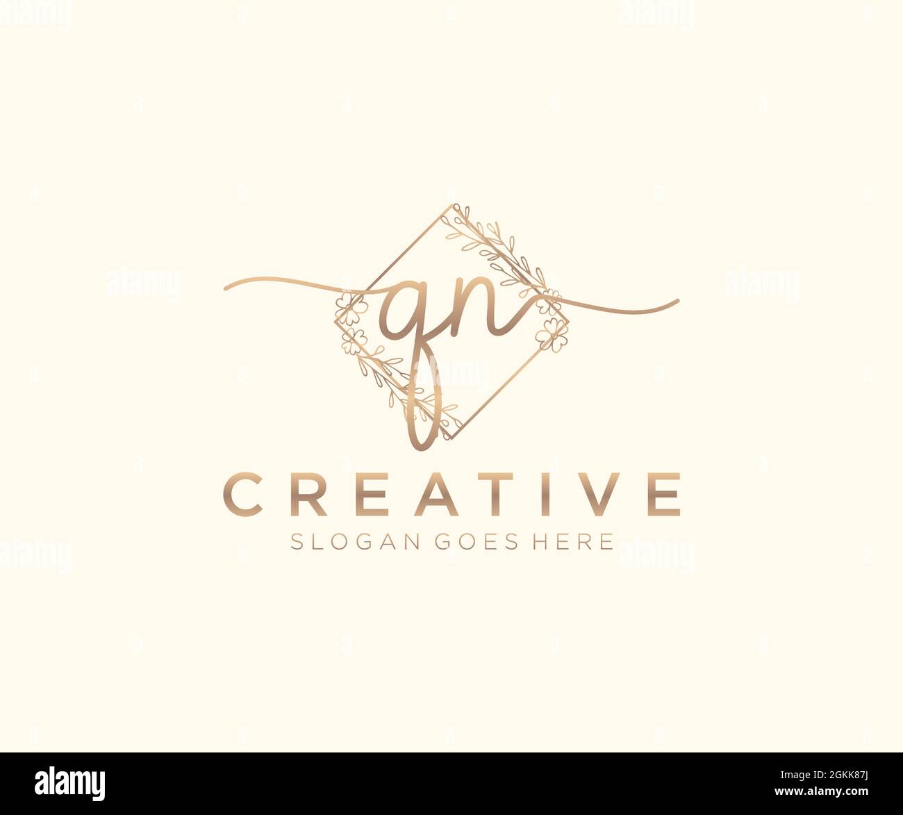 QN Feminine logo beauty monogram and elegant logo design, handwriting ...