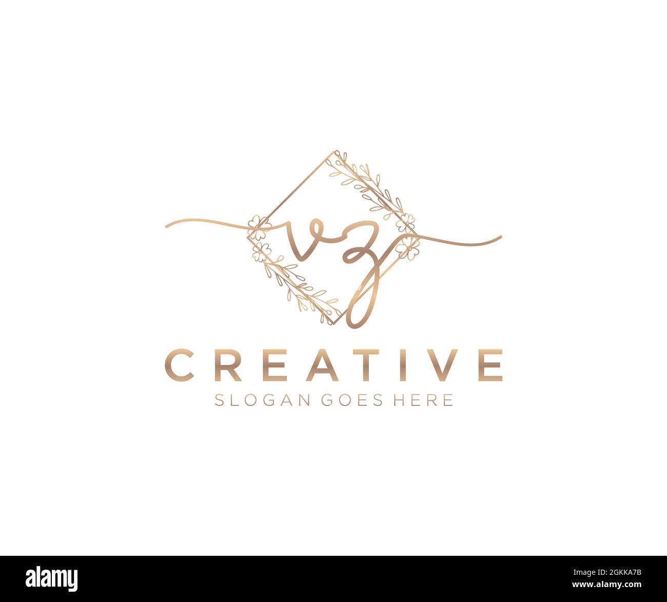 VZ Feminine logo beauty monogram and elegant logo design, handwriting ...