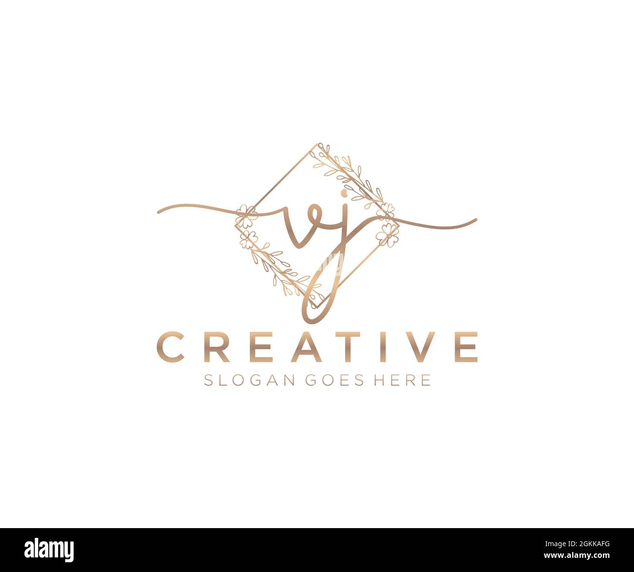 VJ Feminine logo beauty monogram and elegant logo design, handwriting logo of initial signature, wedding, fashion, floral and botanical with creative Stock Vector
