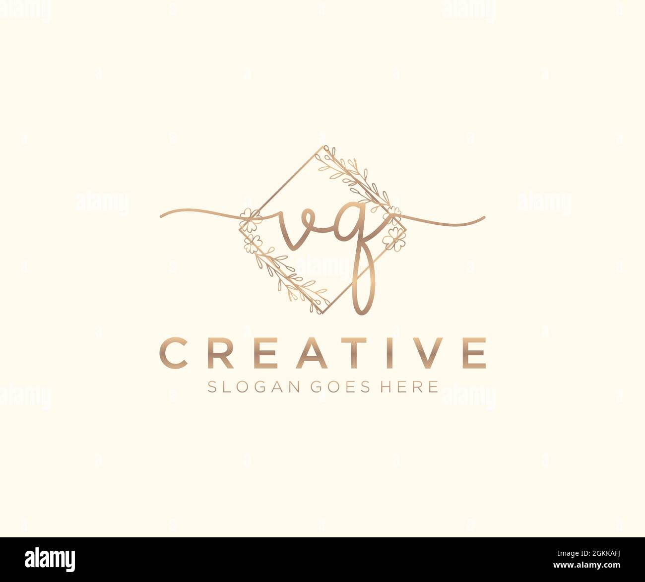 VQ Feminine logo beauty monogram and elegant logo design, handwriting ...