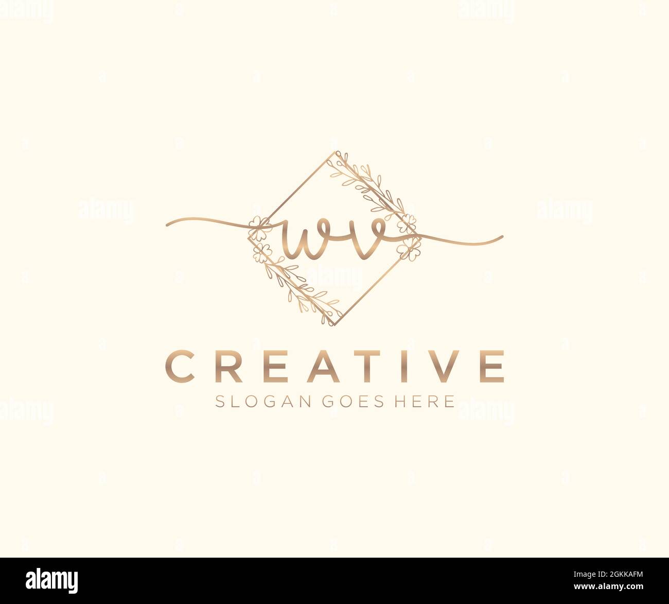 WV Feminine logo beauty monogram and elegant logo design, handwriting ...
