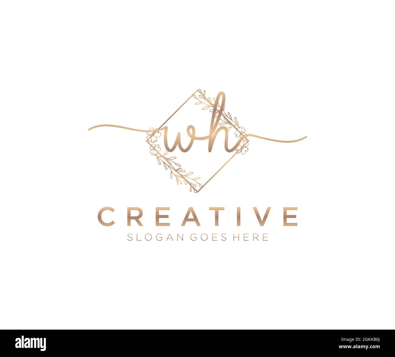 WH Feminine logo beauty monogram and elegant logo design, handwriting ...